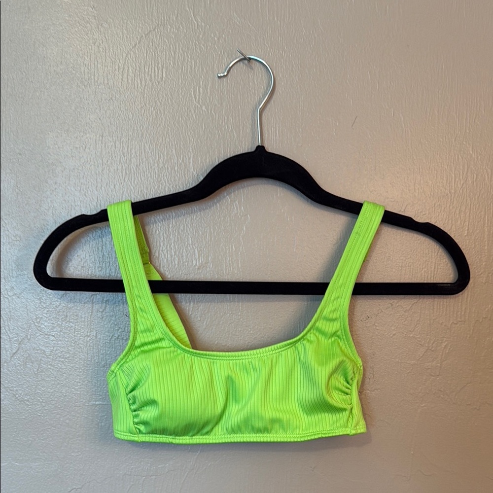 Wild Fable Neon Green Ribbed Bikini Top
